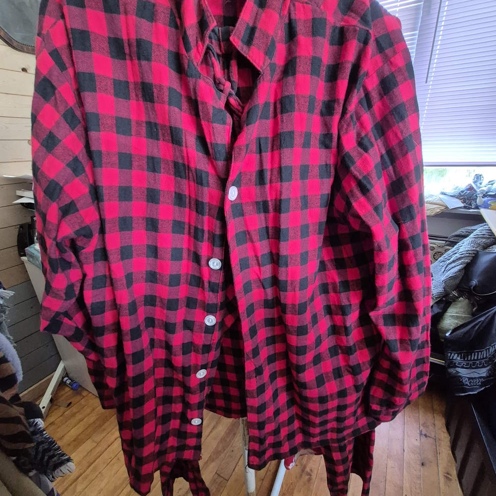 Geneva Platinum Red and Black Plaid Pajama Shirt